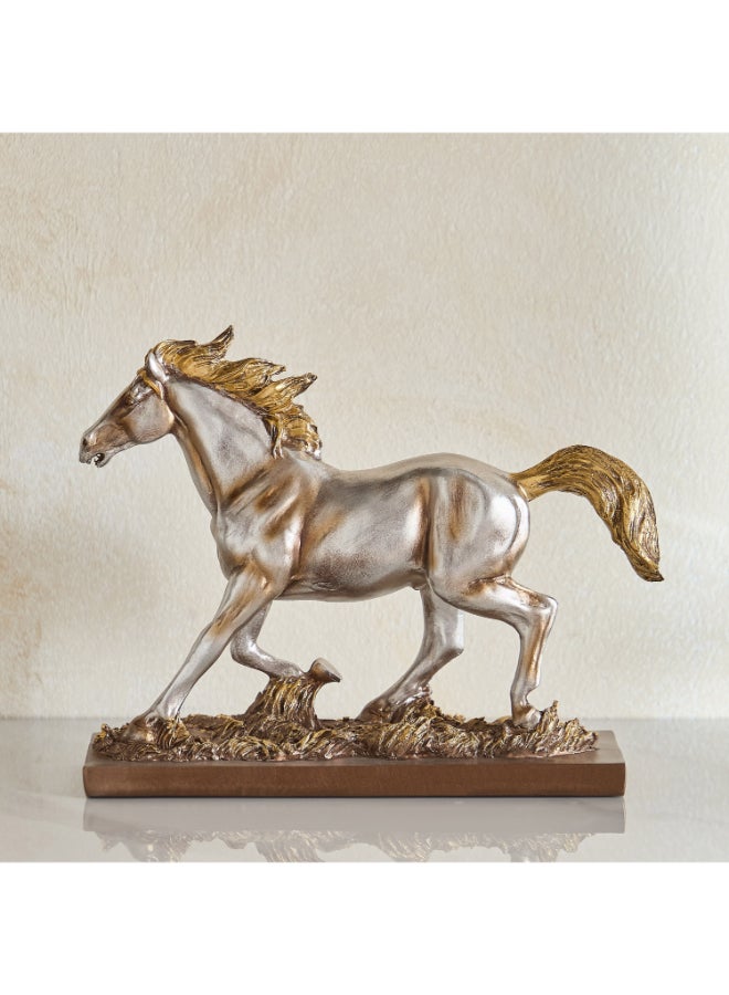 Home Box Polyresin Standing Horse Figurine - Gold and Silver - Image 2